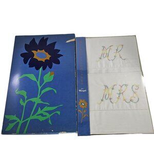 Vintage Riegel Gift Pillowcases Set Mr Mrs Wedding Gift Cotton